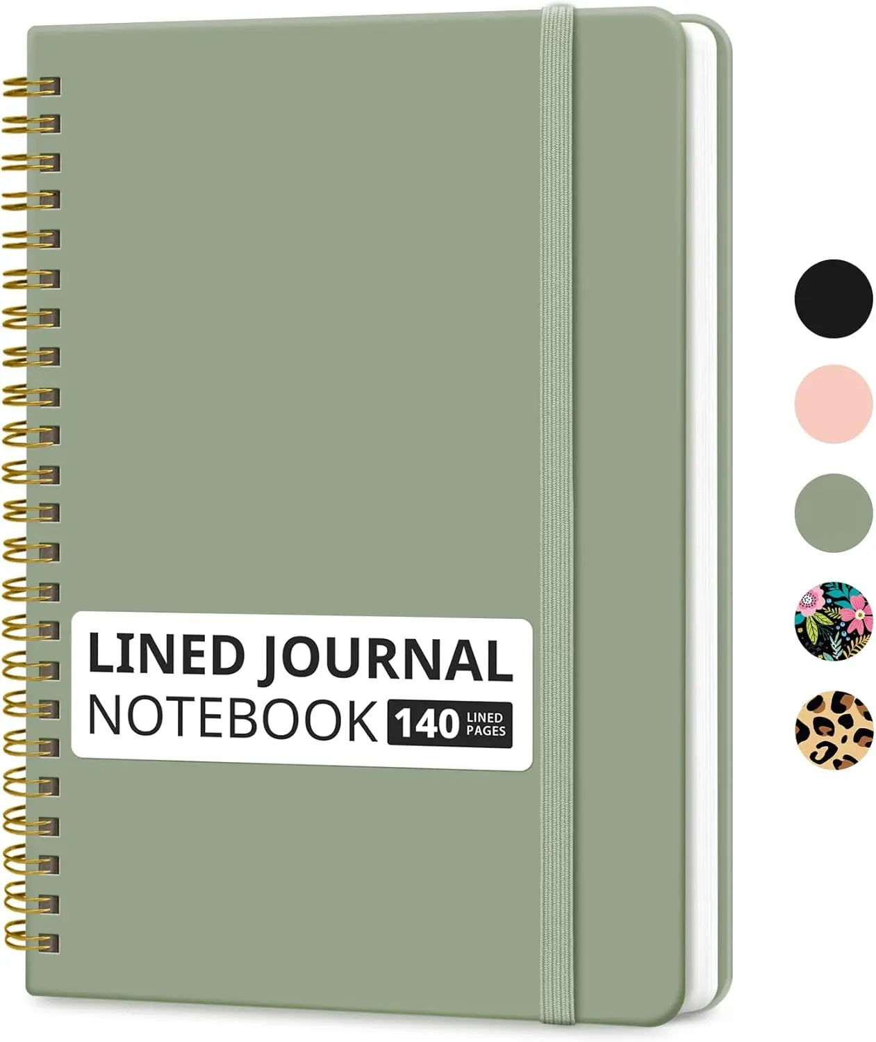 Premium Lined Spiral Notebook, 140 Pages Hardcover, A5 Size for Writing & Note Taking - Green
